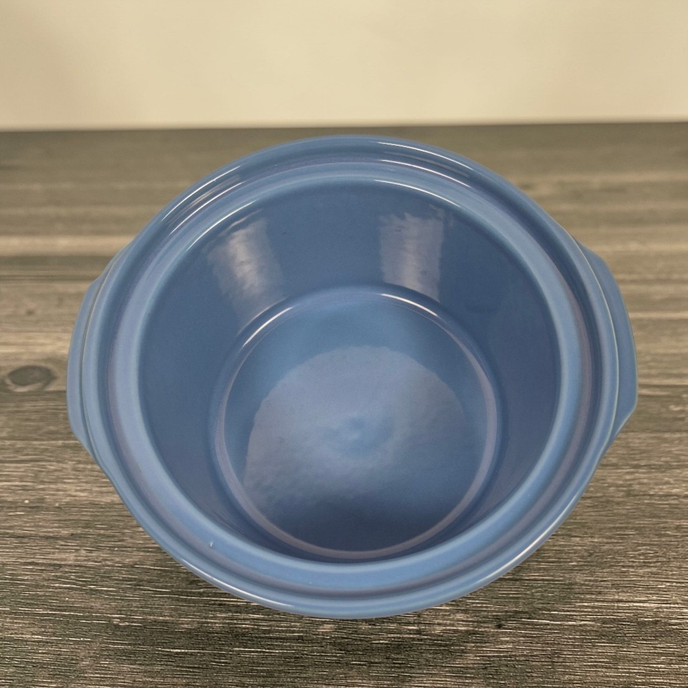 Vintage Rival Crockpot 3350 OEM Ceramic Blue Crock Insert And 10" PLASTIC LID - Picture 3 of 5
